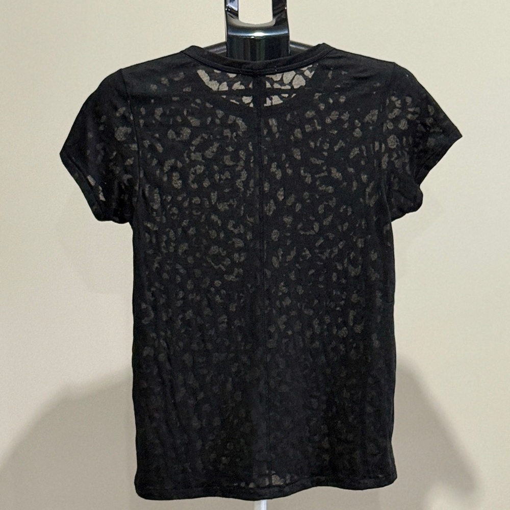 Rag & Bone Black Leopard Pattern Short Sleeve Top - image 3